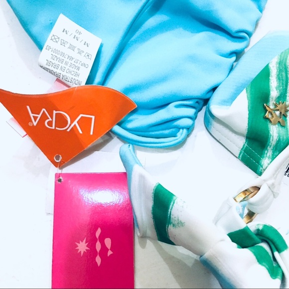 🌹HP🌹3pc NEW Sexy Triangle Bikini 3pc Set Turquoise Back & Side Tie - Picture 6 of 7